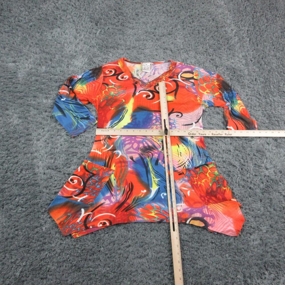 Parsley & Sage Shirt Womens S Orange Floral Tunic 3/4 Sleeve Pockets Cotton - Picture 5 of 13